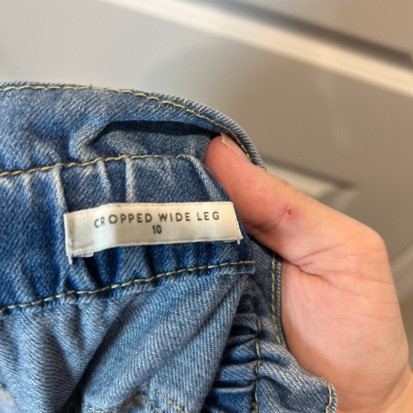 Wonderly Denim Wide Leg Paperbag Waist Jeans Cropped Blue Women's size 10 - Picture 9 of 13
